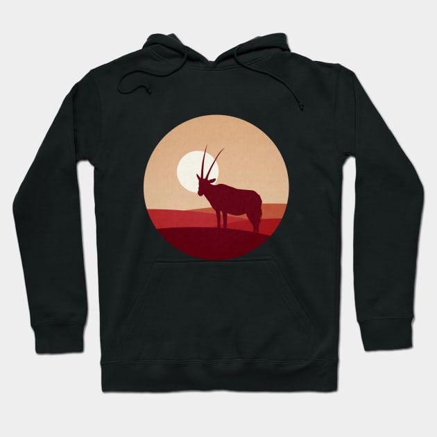 Springbok Flat Landscape Animal Silhouette Hoodie by astralprints